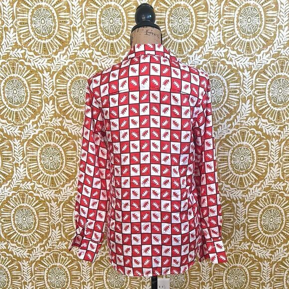 NWOT Lisou Bailey Long Sleeve Fern Print Silk Blouse in Red Multi $355 RARE Sz 4 - Picture 13 of 16